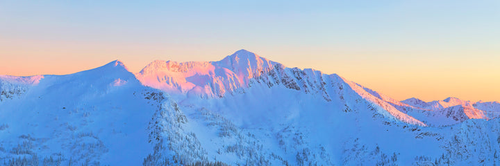 whitewater winter ski resort alpenglow sunset Ymir bowl