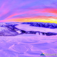 vivid winter alpenglow sunset in the selkirk mountains kaslo BC
