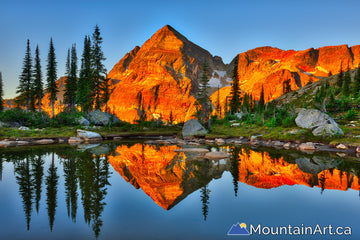 Sunrise on Mt Gregorio with mirror reflections, Valhalla Park, BC.