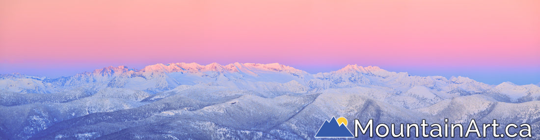 alpenglow sunset over kokanee glacier park panorama nelson bc canada