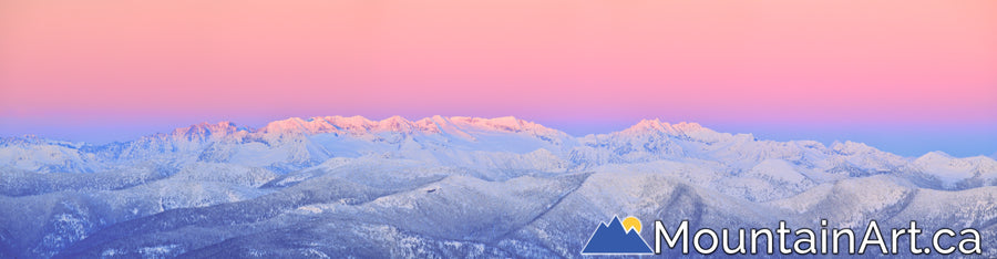 alpenglow sunset over kokanee glacier park panorama nelson bc canada