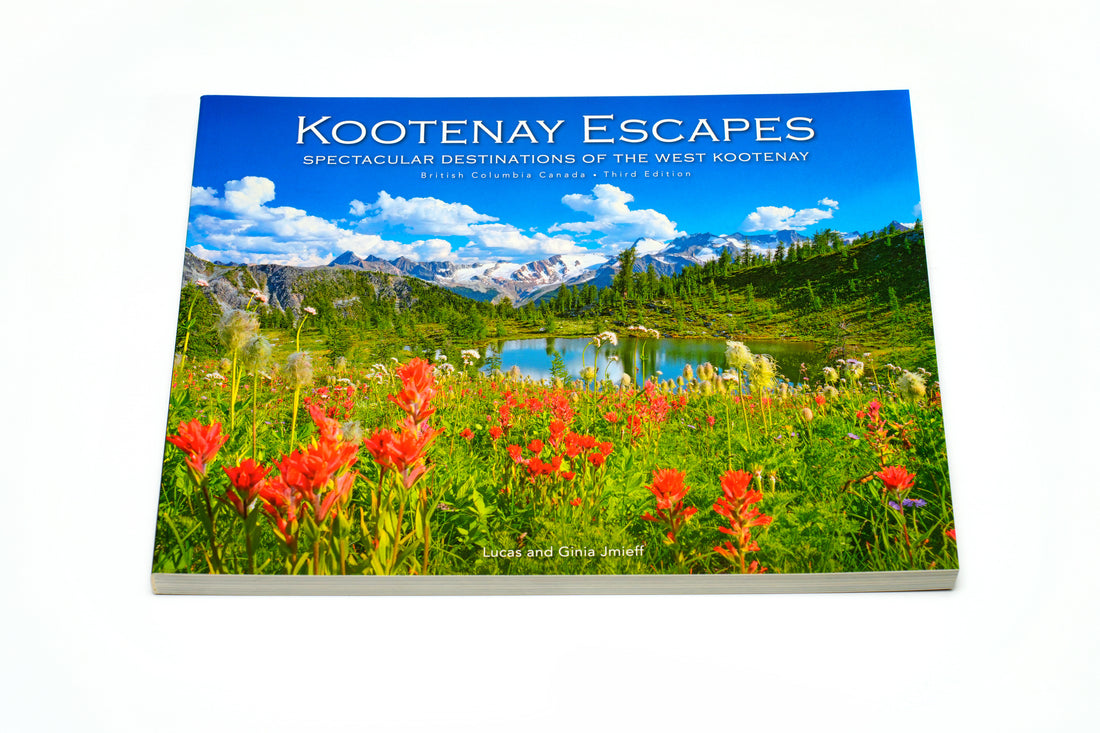 kootenay escapes book front cover by lucas and ginia jmieff west kootenay scenic adventure book