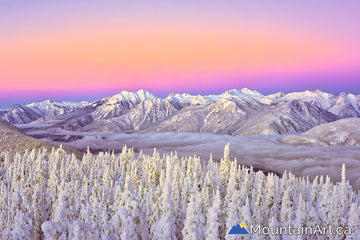 alpenglow sky purcell mountains winter evening kaslo bc