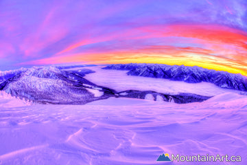 vivid winter alpenglow sunset in the selkirk mountains kaslo BC