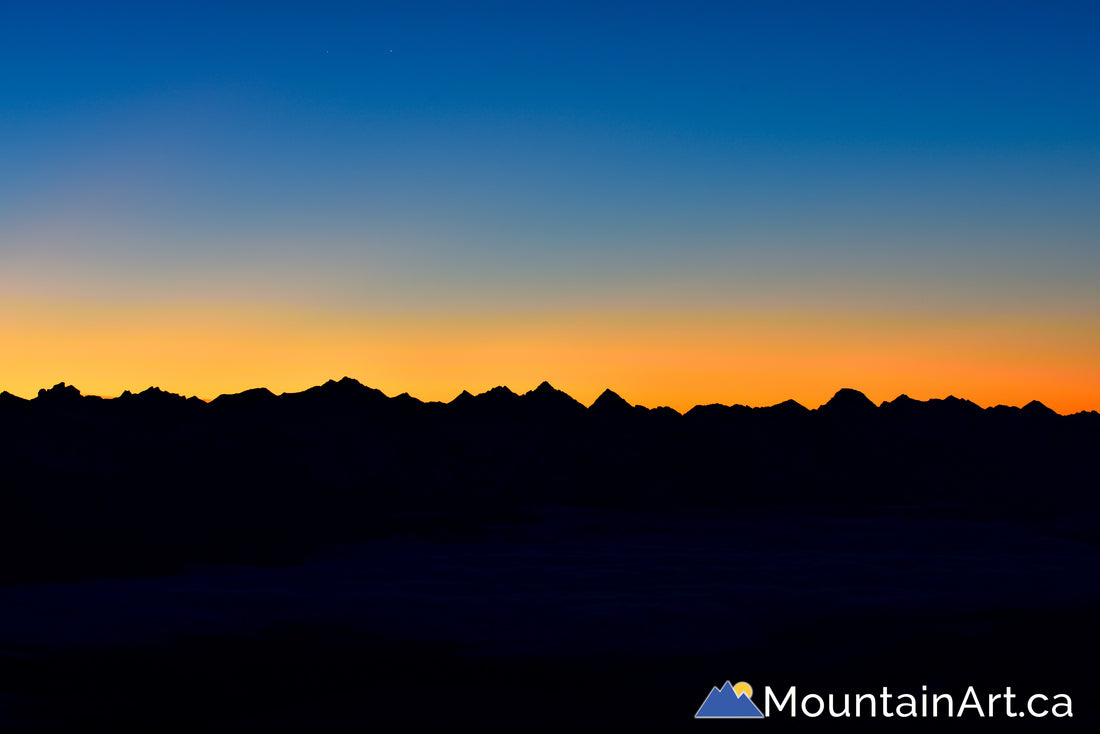 purcell mountains alpenglow before sunrise lardeau bc