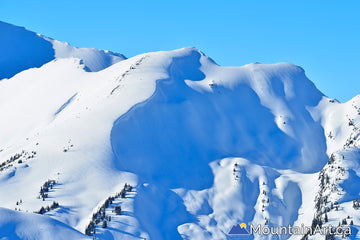 cornice covered ridges of the selkirk mountains in goat range park winter