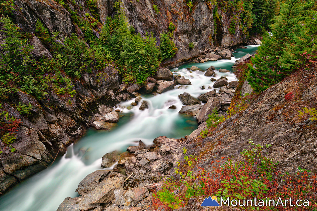 Incomappleux or Fish River canyon near Camborne and Beaton, BC.