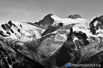 Jumbo pass B&W of Horseshoe and Cauldron glaciers and Mt Truce