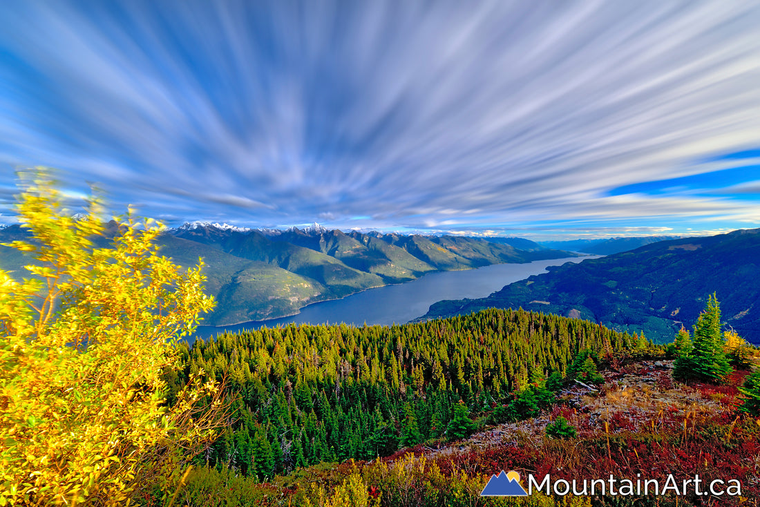 kootenay lake view autumn streaking clouds kaslo bc