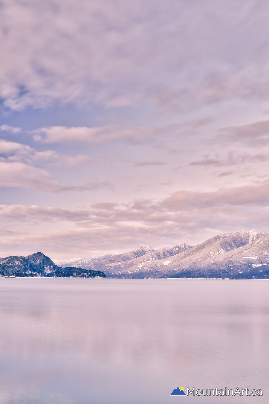 kootenay lake winter view of woodbury from ainsworth bc