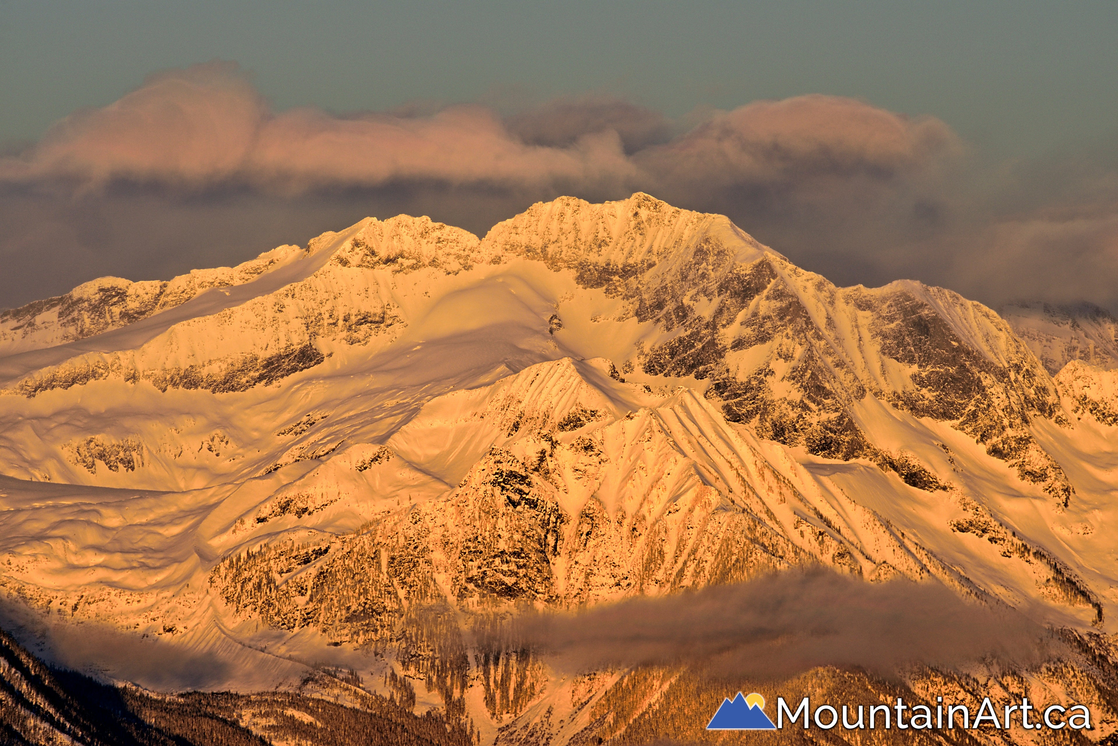 Mt Macbeth and icefield winter sunset in the Purcell Mountains by Lucas ...