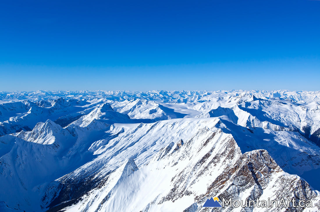 An aerial winter view of JUMBO Pass, Purcell mountains, BC