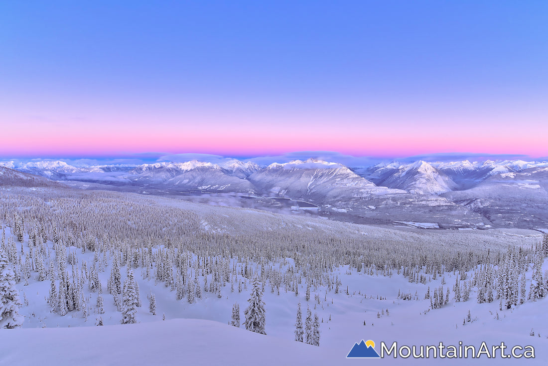 purcell mountains alpenglow winter duncan lake glacier creek bc