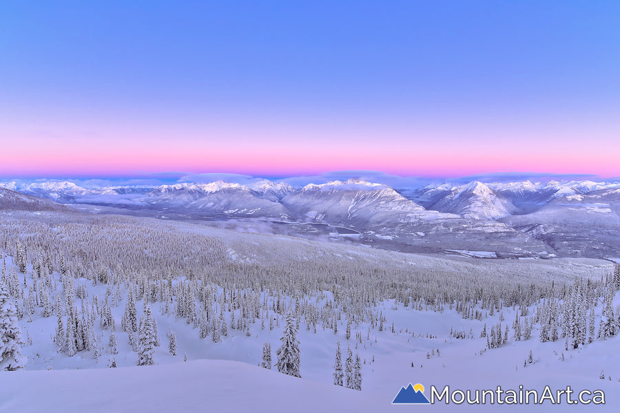 purcell mountains alpenglow winter duncan lake glacier creek bc