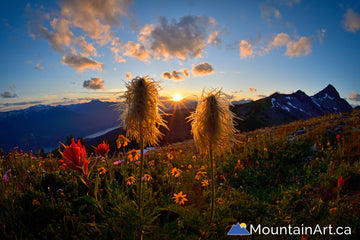 silvercup ridge sunset selkirk mountains bc canada