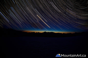 startrails over sunset in the selkirk mountains bc nightscape