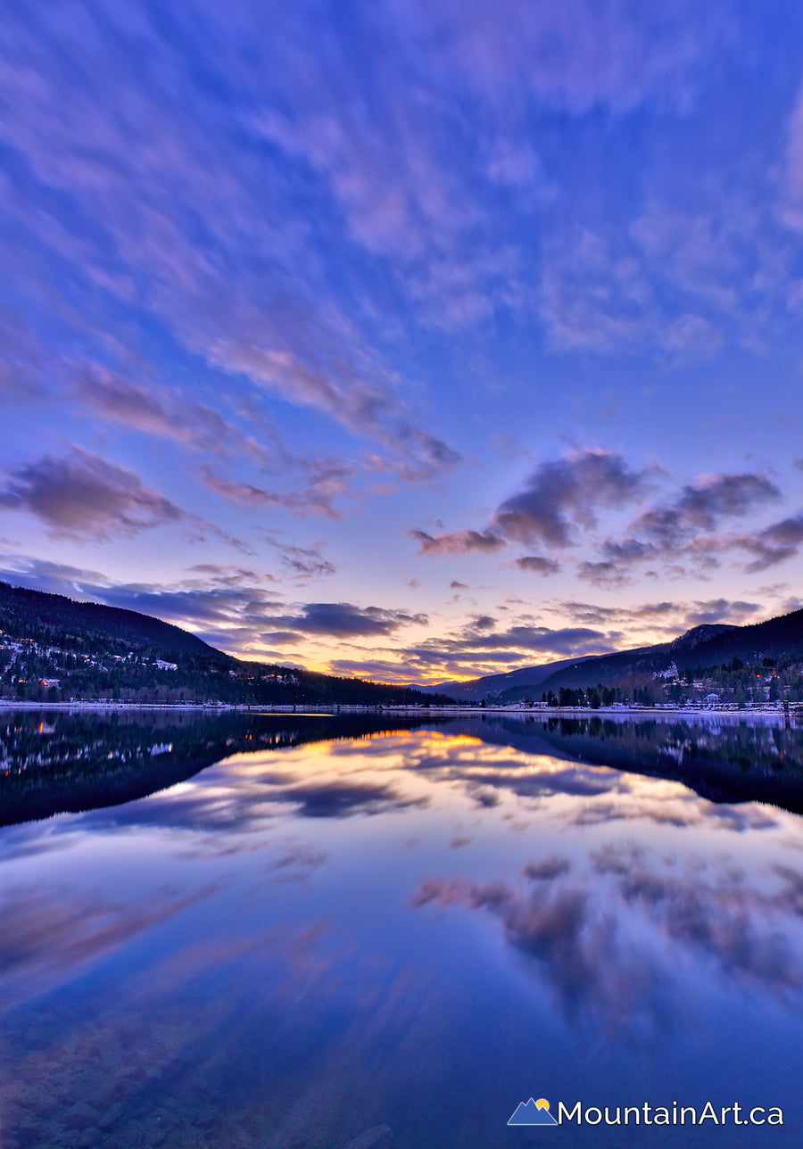 taghum beach sunset water reflection with twilight colors