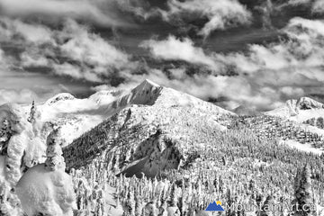 Whitewater ski hill backcountry ymir peak bowl winter black and white