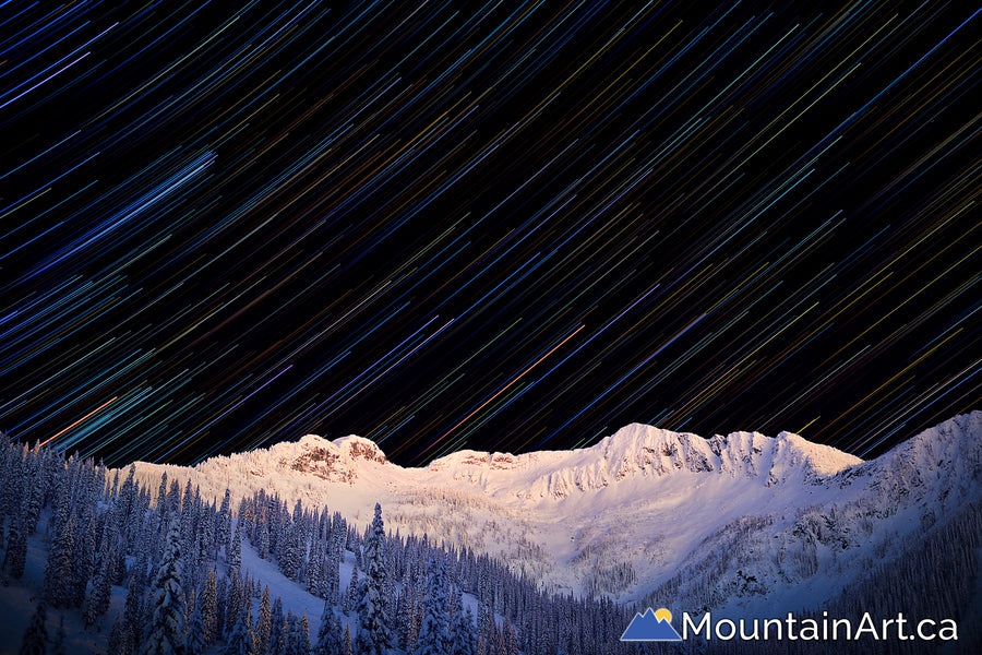 whitewater ski ymir bowl night with startrails nelson bc