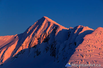 Ymir Peak pink sunset alpenglow digital painting by Lucas Jmieff